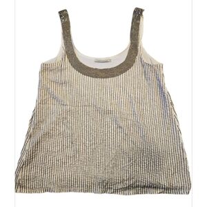 TANGERINE 100%SILK AND BEADED TANK Y2k Style Size Small